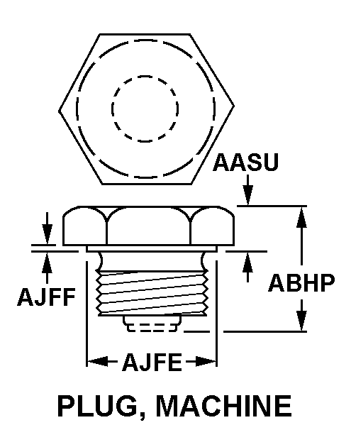 PLUG,MACHINE THREAD | 5365-00-010-2753, 000102753