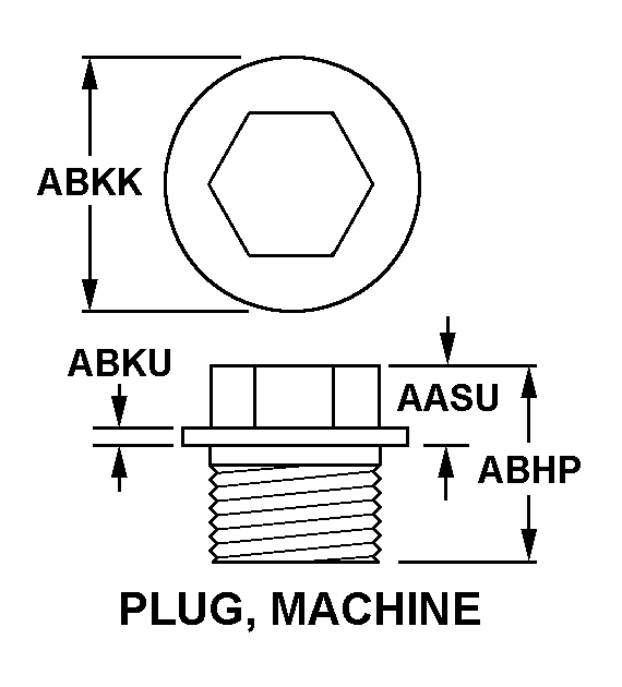 PLUG,MACHINE THREAD | 5365-00-005-0544, 000050544