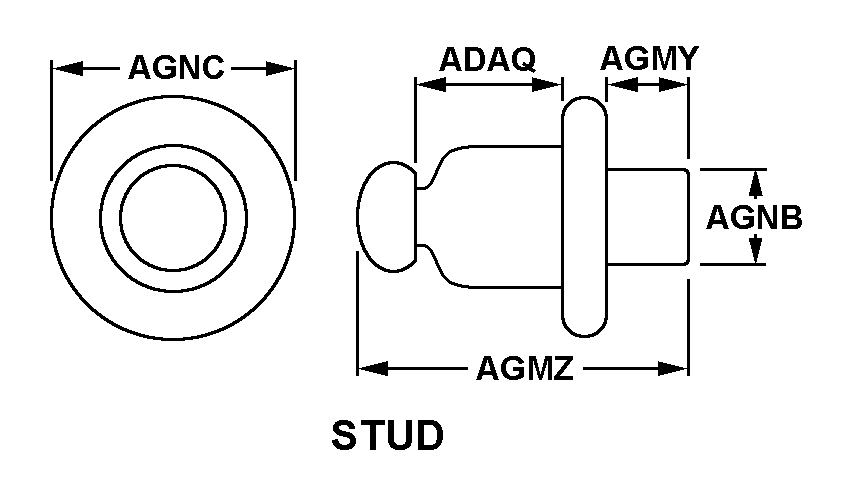 STUD,SNAP FASTENER | 5325-00-117-4803, 001174803