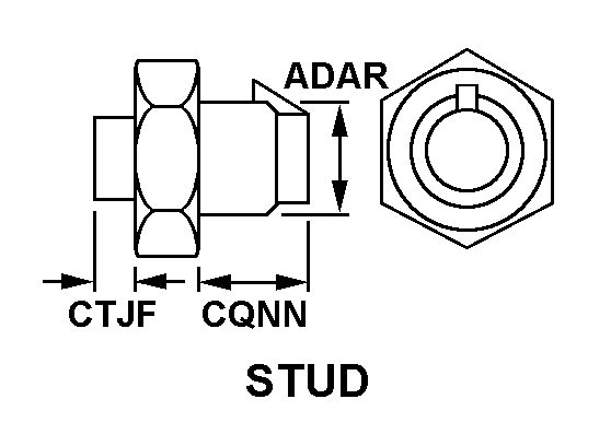 STUD,PUSH BUTTON FA | 5325-00-103-9858, 001039858