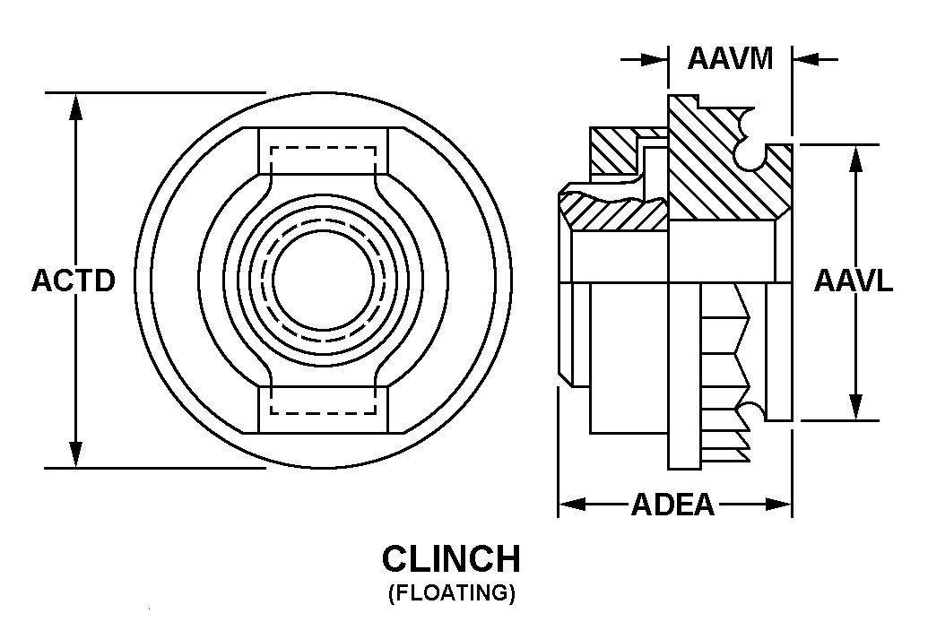 NUT,PLAIN,CLINCH | 5310-00-003-9399, 000039399 NUT,PLAIN,CLINCH | 5310-00-003-9399, 000039399
